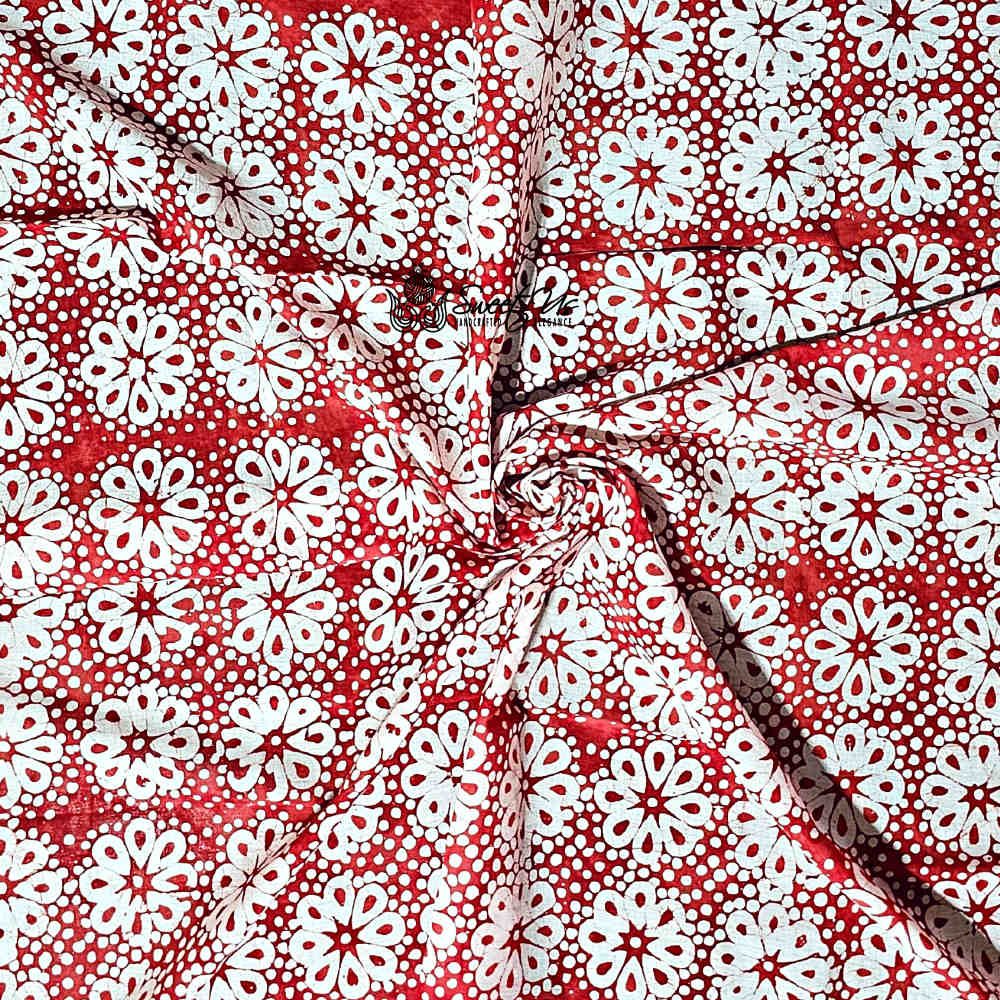 Batik Bloom Floral Sheer Soft Cotton Scarf for Women, Amalfi Blaze