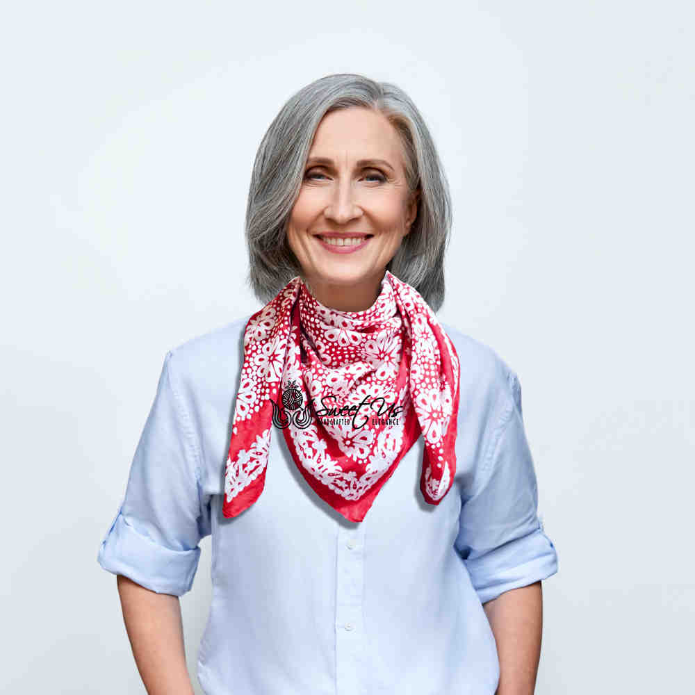 Batik Bloom Floral Sheer Soft Cotton Scarf for Women, Amalfi Blaze