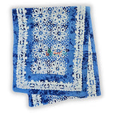 Batik Bloom Floral Sheer Soft Cotton Long Scarf for Women, Shadow Blue
