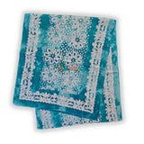 Batik Bloom Floral Sheer Soft Cotton Long Scarf for Women, Capri Cypress