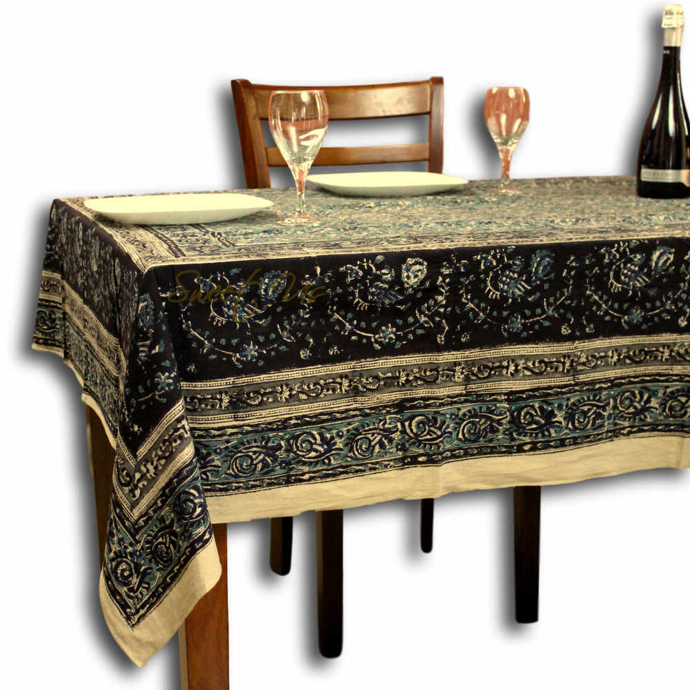 Dharani Series Vegetable Dye Tablecloth & Bedspread — Azure Moonrise