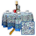 Paisley Paradise Block Print Cotton Tablecloth Round, Emerald Bay - Sweet Us