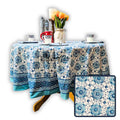 Cotton Springtime Splendor Tablecloth Round, Ice Blue - Sweet Us