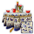 Safari Soiree Avian Floral Cotton Tablecloth Round, Violet Gold - Sweet Us