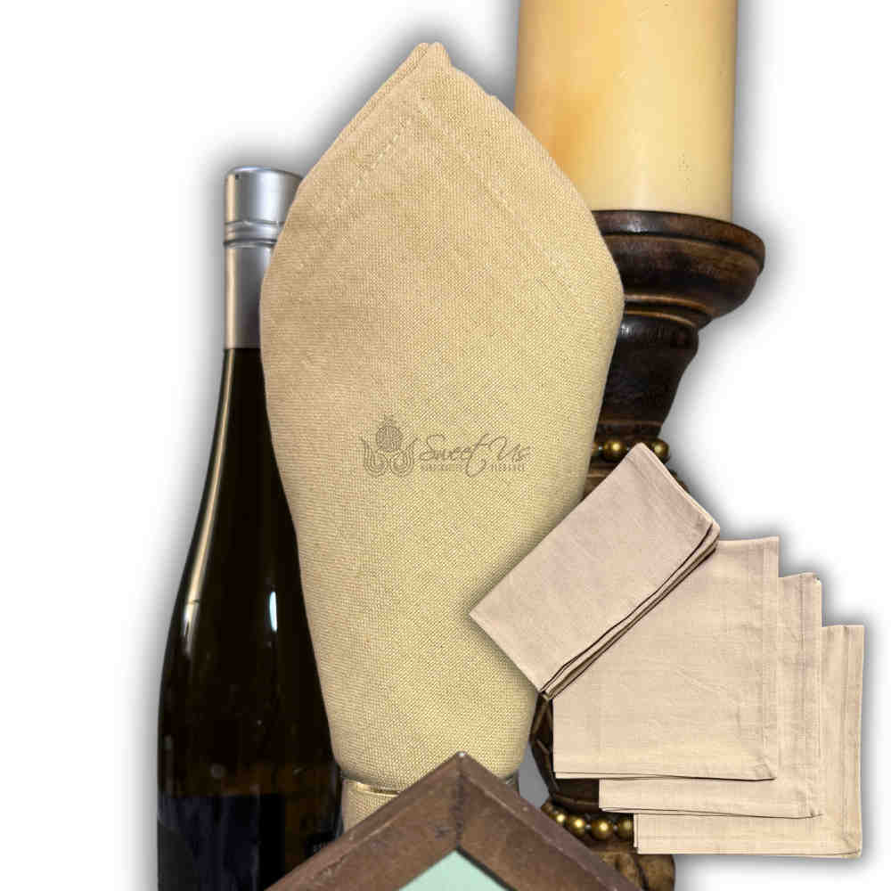 Minimalist Luxe Set of Four Everyday Plain Cotton Dinner Napkins, Porcelain Blush