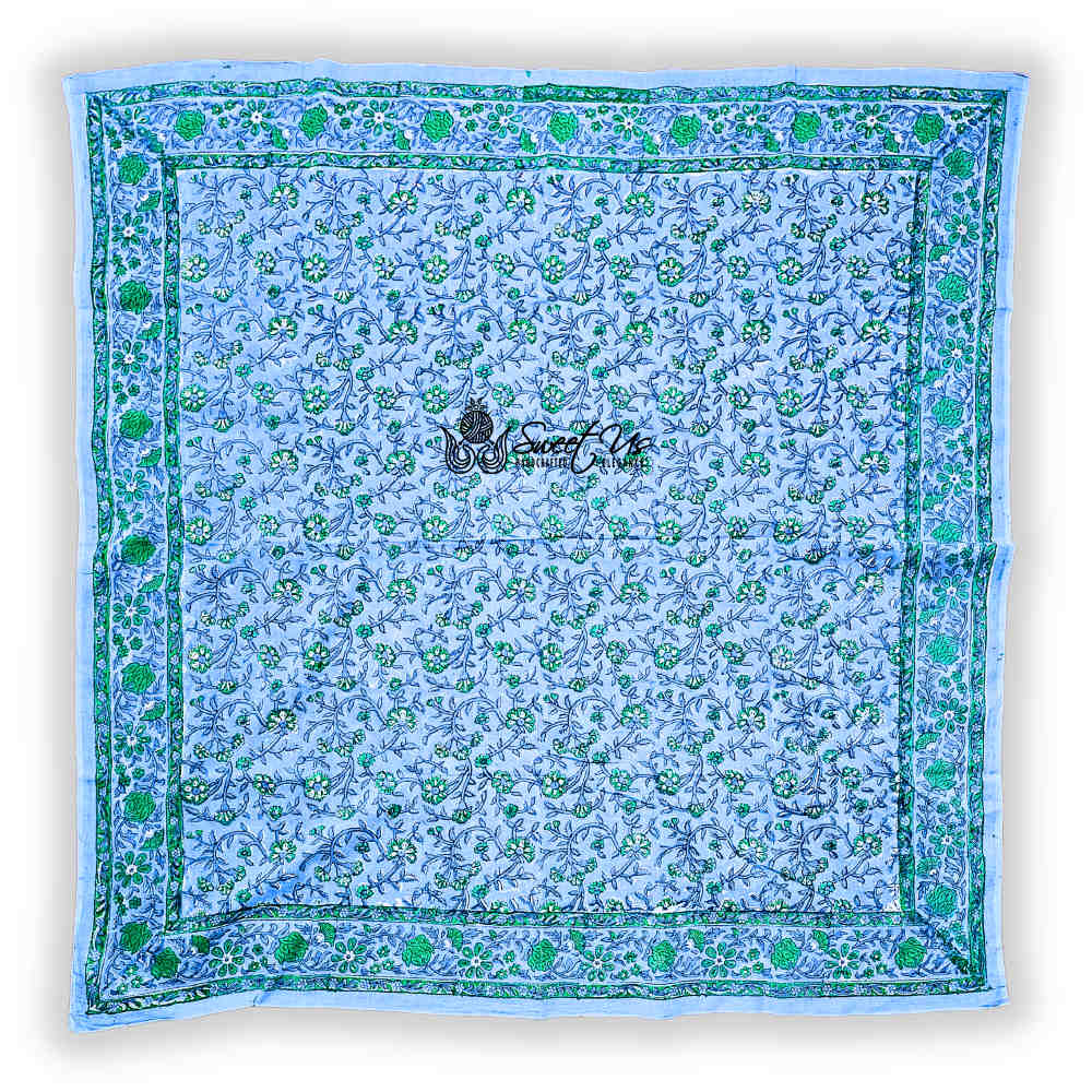 Petal Reverie Lightweight Floral Cotton Scarf — Blue Muse