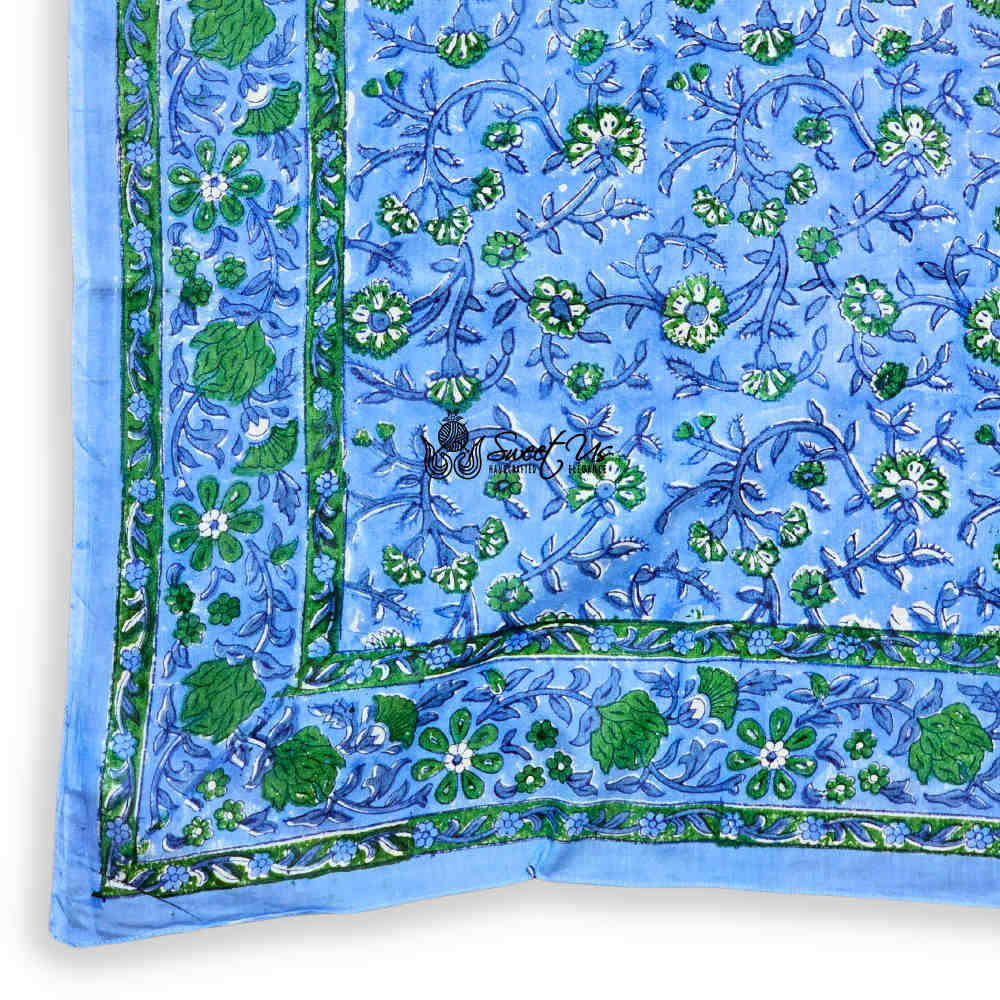 Petal Reverie Lightweight Floral Cotton Scarf — Blue Muse