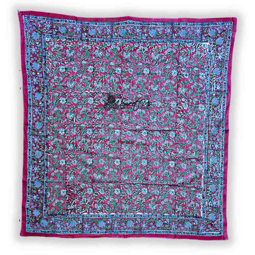 Petal Reverie Lightweight Floral Cotton Scarf — Burgundy Dusk