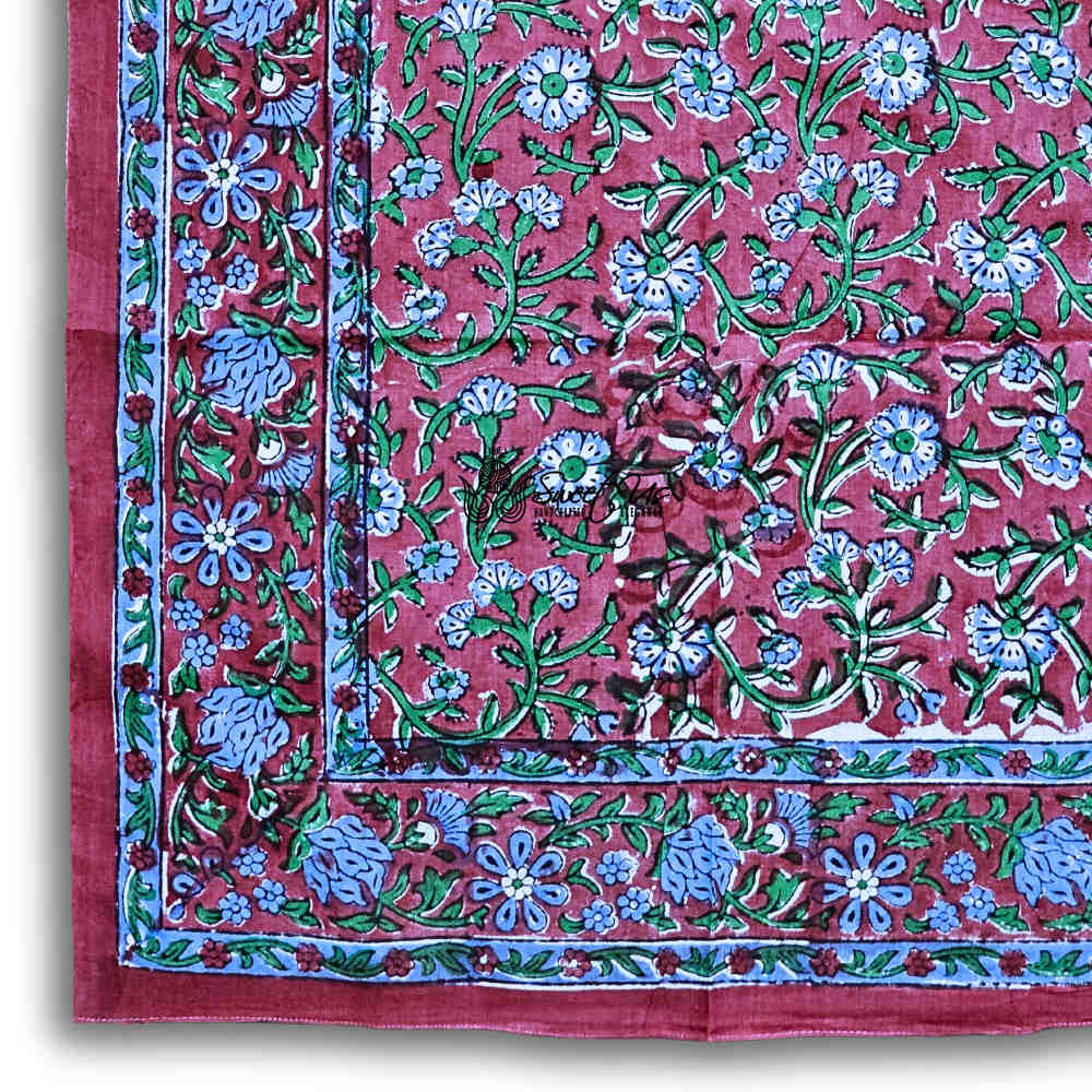 Petal Reverie Lightweight Floral Cotton Scarf — Burgundy Dusk