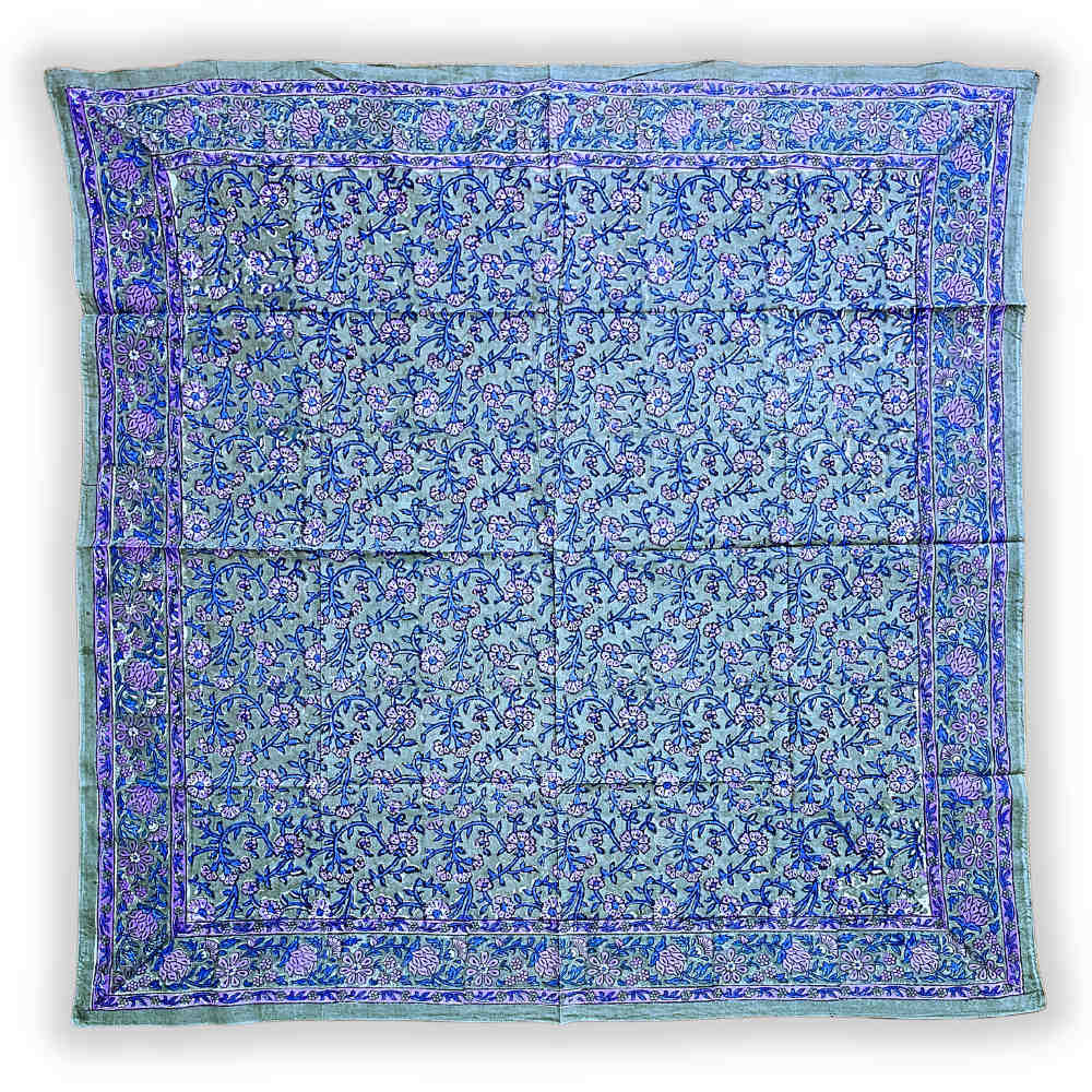 Petal Reverie Lightweight Floral Cotton Scarf — Gray Mist