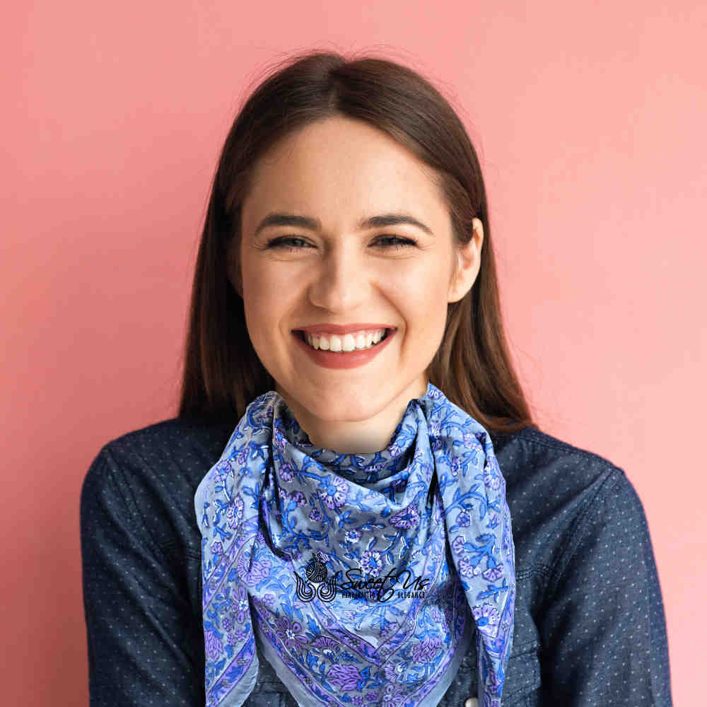Petal Reverie Lightweight Floral Cotton Scarf — Gray Mist