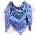 Petal Reverie Lightweight Floral Cotton Scarf — Gray Mist
