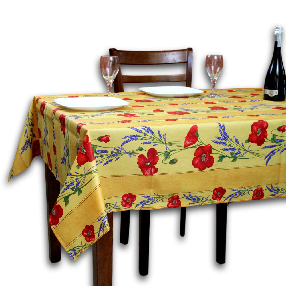 Luberon Poppy Classic Allover Spill-Resistant Tablecloth — Soleil