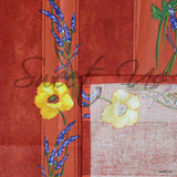 Wipeable Tablecloth Rectangle Spillproof French Acrylic Coated Poppy, Peach