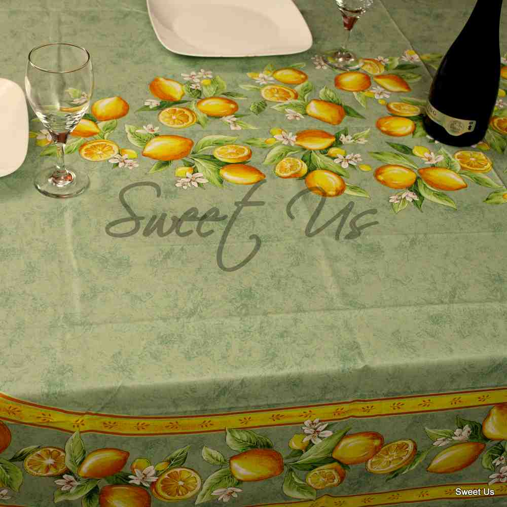 Le Citron Wipeable Acrylic Coated Cotton Tablecloth Rectangle, Fern