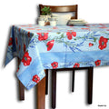 Wipeable Tablecloth Rectangle Spillproof French Acrylic Coated Poppy, Blue - Sweet Us