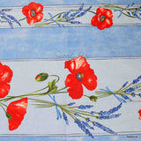Wipeable Tablecloth Rectangle Spillproof French Acrylic Coated Poppy, Blue