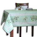 Wipeable Tablecloth 60x98 Spillproof French Acrylic Coated, Olive, Aqua - Sweet Us