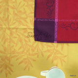Wipeable Jacquard Tablecloth Rectangle Spill Resistant Cotton, Red Yellow