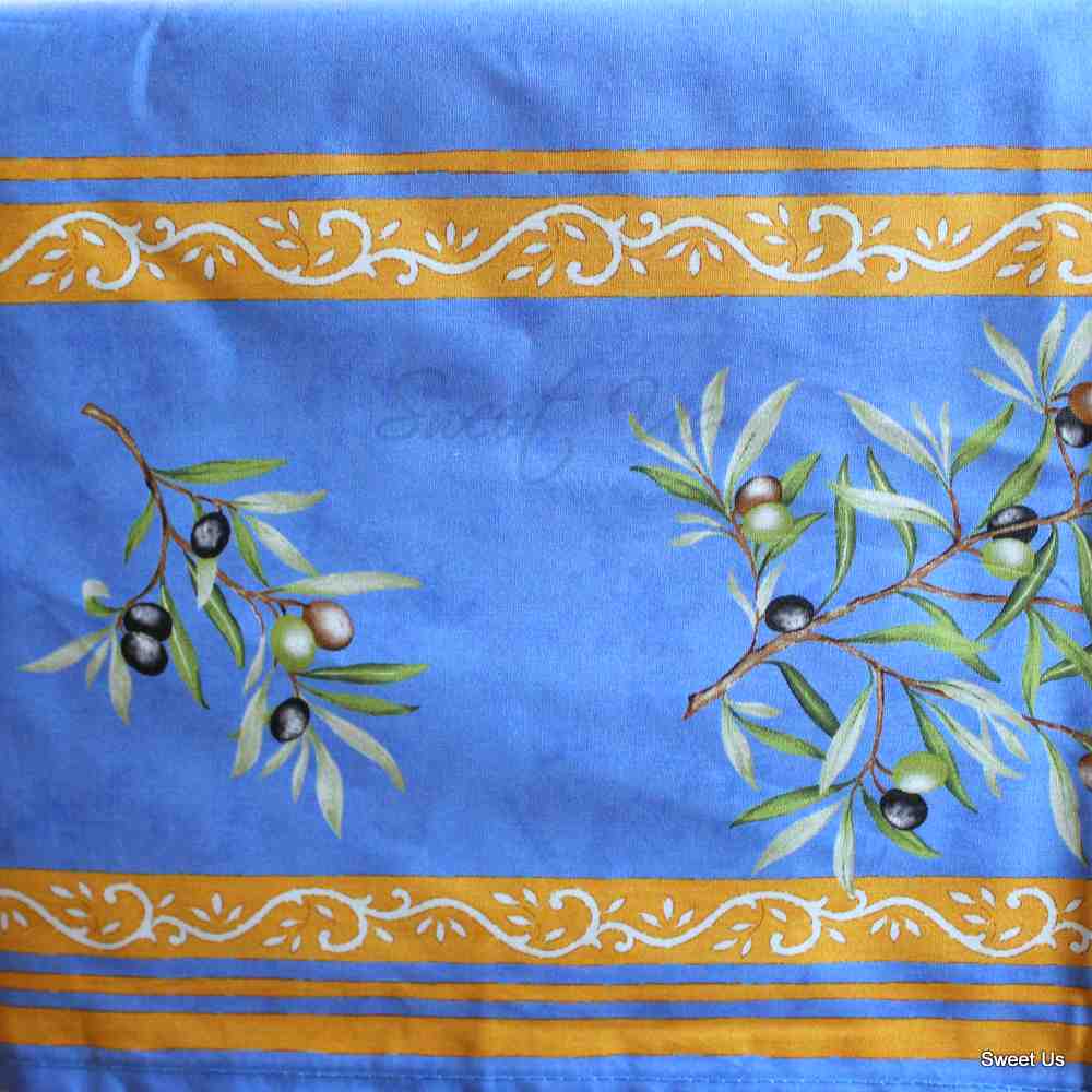 Wipeable Tablecloth 60x98 Spillproof French Acrylic Coated, Olive, Aqua