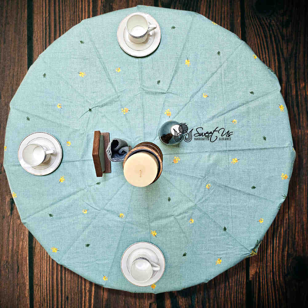 Citronnée Wipeable Tablecloth, Stain Resistant, French Acrylic Coated, Green