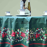 Christmas Cheer Acrylic Coated Wipeable Spill Resistant French Tablecloth, Fir