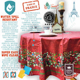 Christmas Cheer Acrylic Coated Wipeable Spill Resistant French Tablecloth Rouge