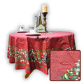 Guirlande d'Hiver Spill-Resistant Bordered Round Tablecloth — Rouge Cardinal - Sweet Us