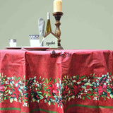 Christmas Cheer Acrylic Coated Wipeable Spill Resistant French Tablecloth Rouge