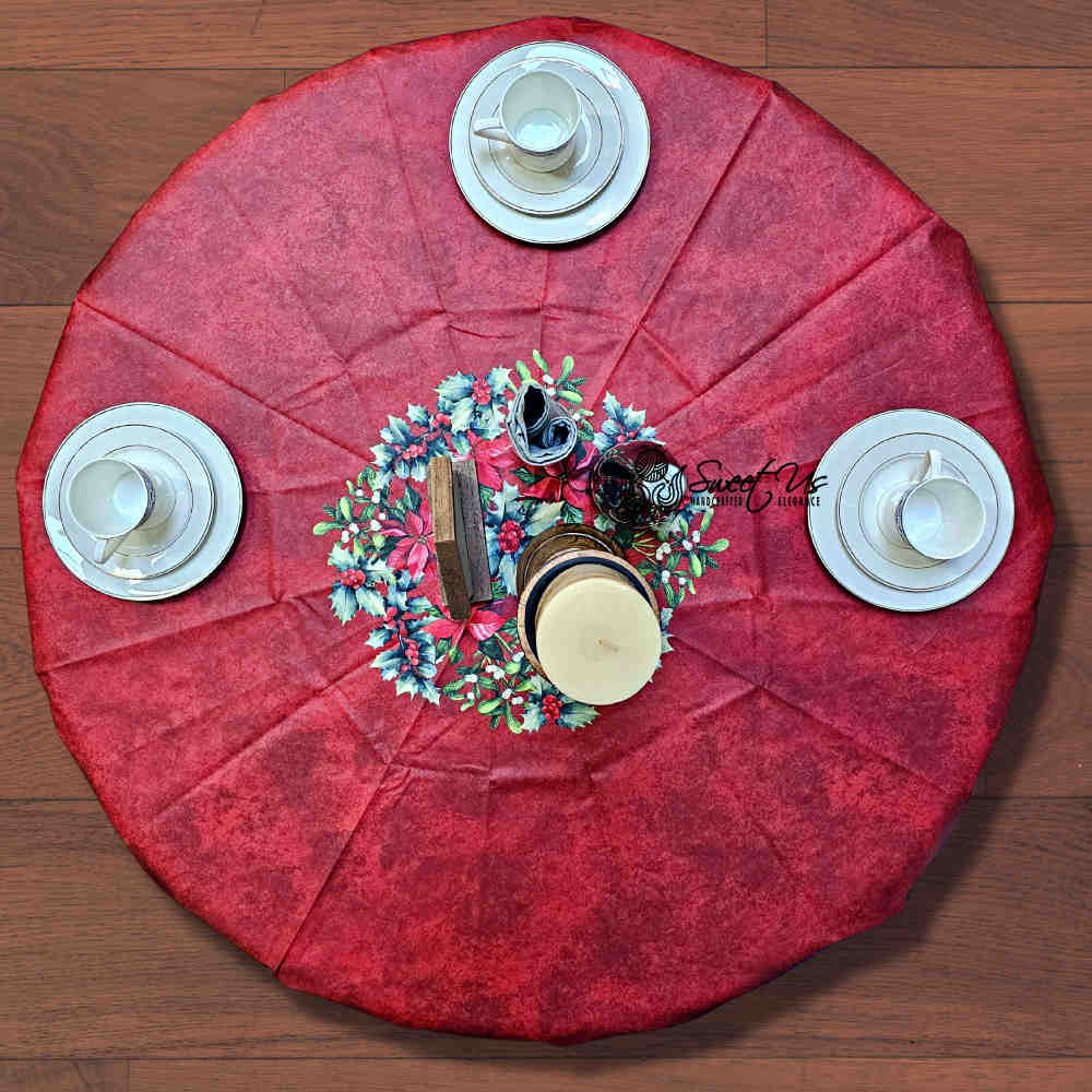 Christmas Cheer Acrylic Coated Wipeable Spill Resistant French Tablecloth Rouge