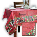 Guirlande d'Hiver Spill-Resistant Bordered Tablecloth — Rouge Cardinal - Sweet Us