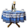 Noémie Spill-Resistant Bordered Round Tablecloth — Bleu Saphir - Sweet Us