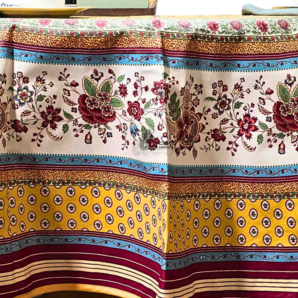 Noëmie Acrylic Coated Wipeable Spill Resistant French Tablecloth, Golden Cherry