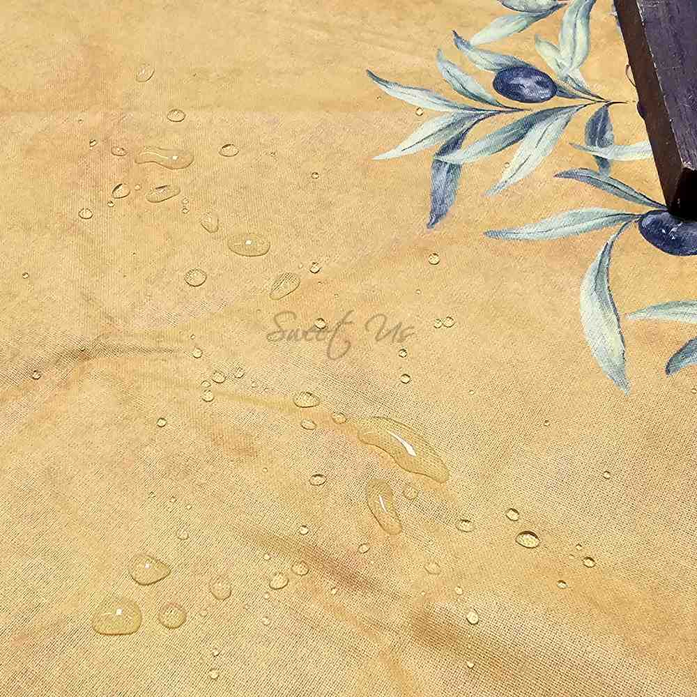Provence d'Olives Wipeable Tablecloth, Spillproof, French Acrylic Coated, Gold