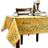 Provence d'Olives Wipeable Tablecloth, Spillproof, French Acrylic Coated, Gold