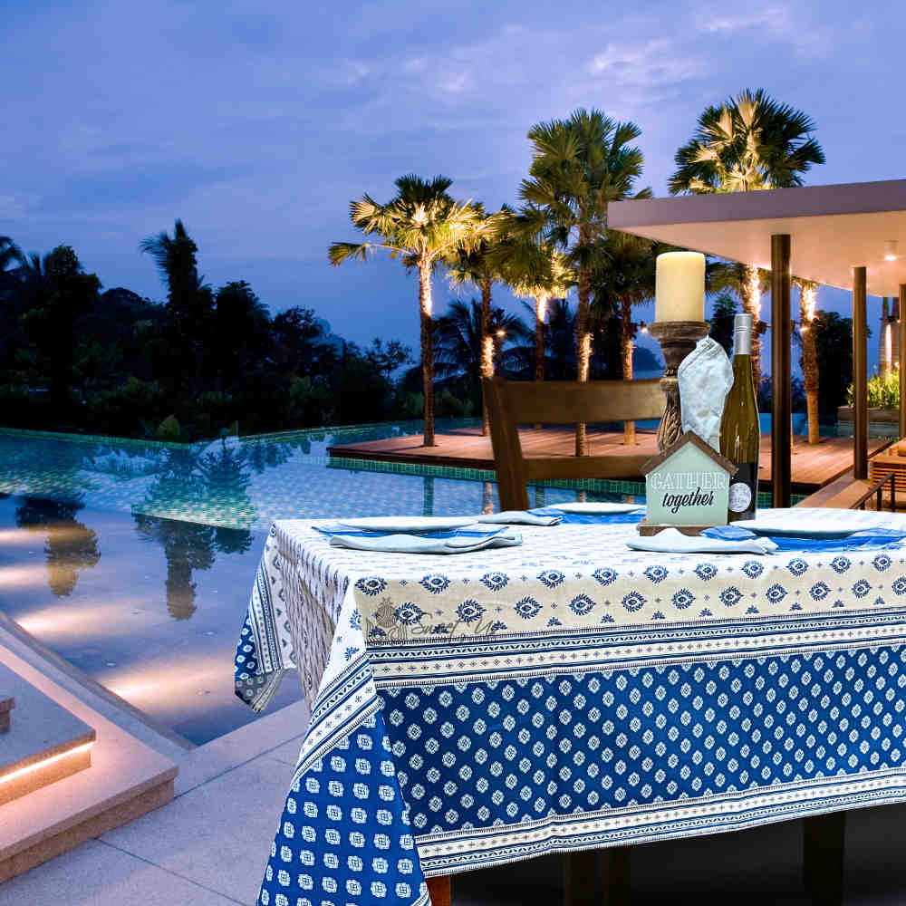 Moustiers Spill-Resistant Classic Allover Tablecloth