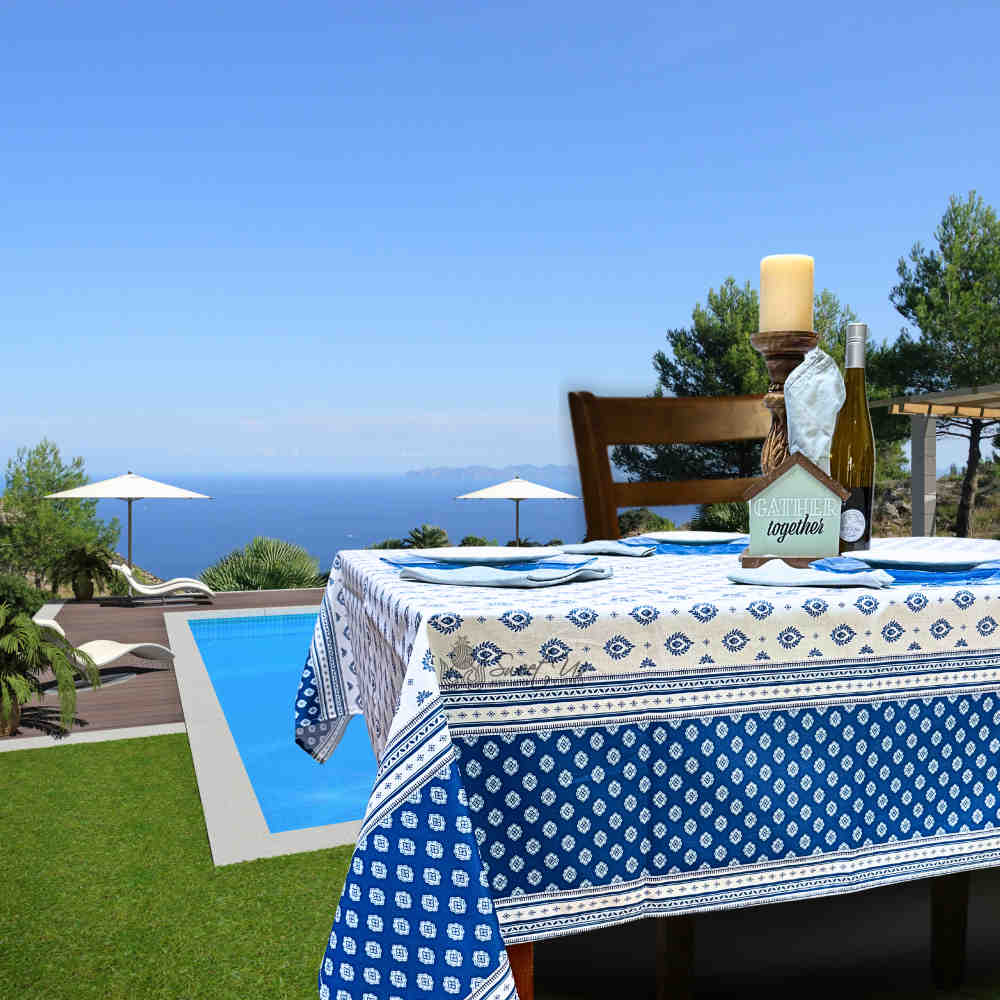 Moustiers Spill-Resistant Classic Allover Tablecloth
