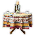 Noémie Spill-Resistant Bordered Round Tablecloth — Safran & Rubis - Sweet Us