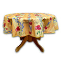 Wipeable Tablecloth Round Spillproof French Acrylic Coated Poppy, Yellow - Sweet Us