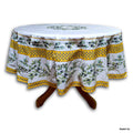 Wipeable Tablecloth Round Spillproof French Acrylic Coated Fleur Oliviers Yellow - Sweet Us