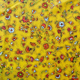Wipeable Tablecloth Spillproof French Acrylic Coated Indienne Fleur Yellow