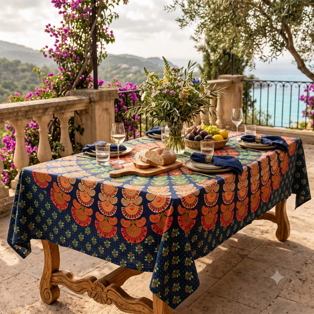 Mayura Peacok Mandala Tablecloth & Bedspread — Topaz - Sweet Us