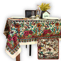 Tree of Life Hand loomed Cotton Floral Tablecloth Rectangle, Tan Twilight - Sweet Us