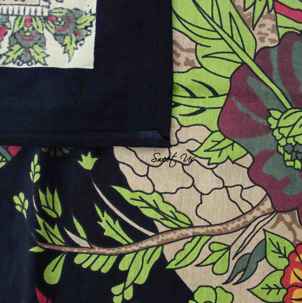 Tree of Life Hand loomed Cotton Tablecloth Rectangle, Onyx Orchard