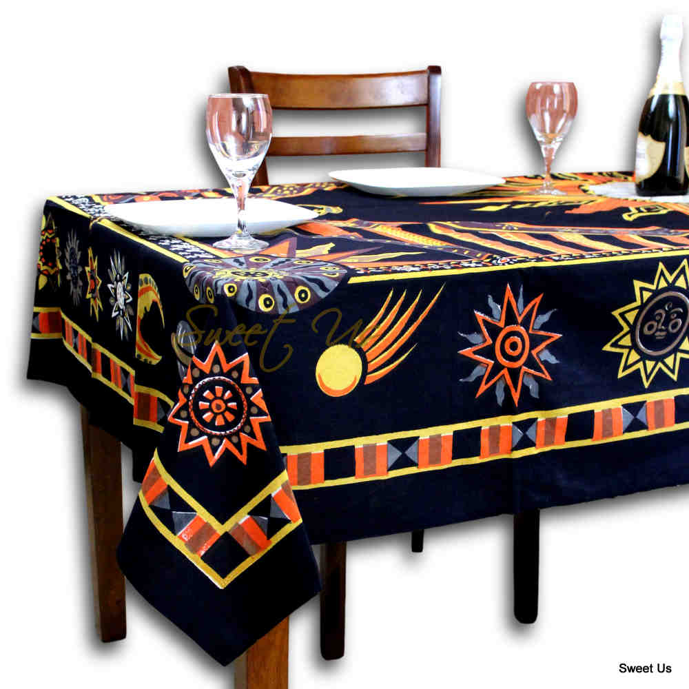 Solaris Celeste Cotton Tablecloth Rectangle — Ember Eclipse - Sweet Us