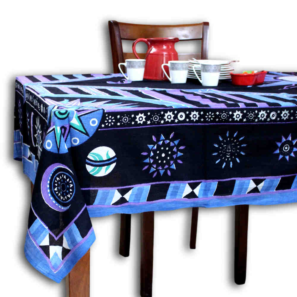 Solaris Celeste Cotton Tablecloth Rectangle — Midnight Prism - Sweet Us