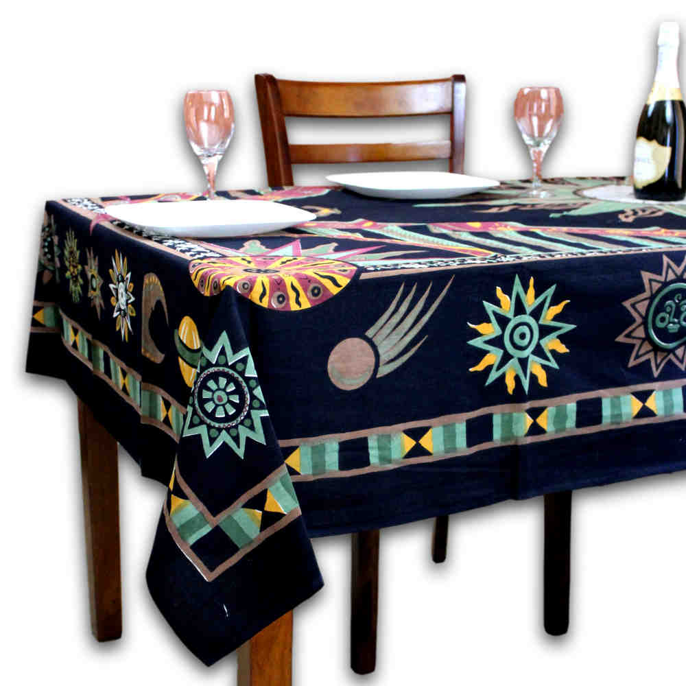 Solaris Celeste Cotton Tablecloth Rectangle — Aurora Spectrum - Sweet Us
