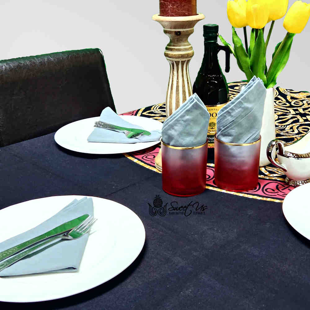 Large Cotton Celtic Tablecloth Rectangle, Red Black