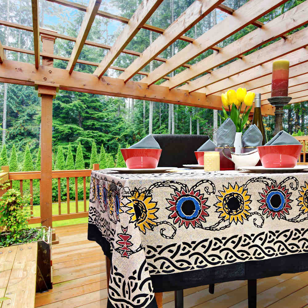 Celtic Sunflower Cotton Tablecloth Rectangle, Solstice - Sweet Us