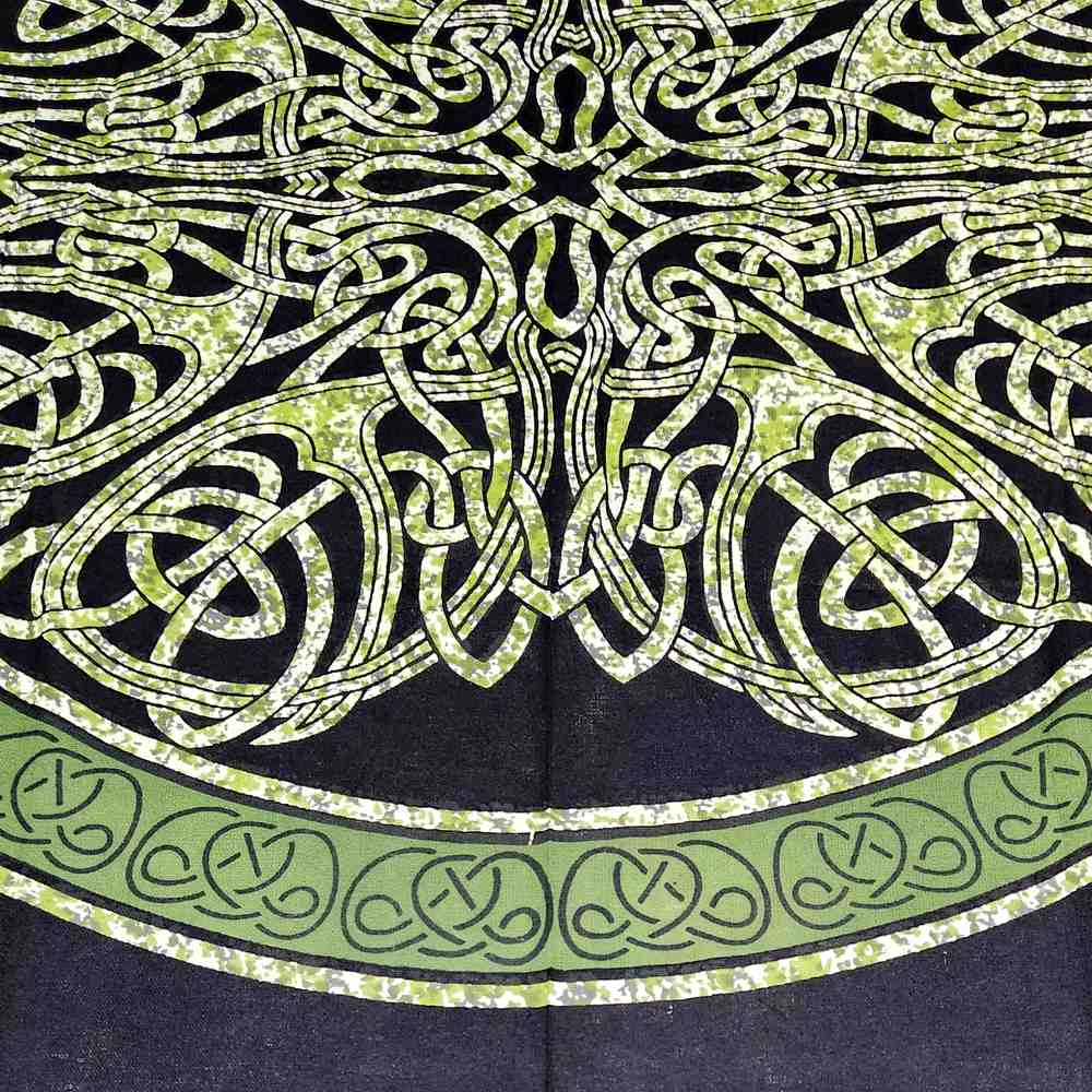Celtic Crest Hand?Loomed Cotton Tablecloth — Emerald - Sweet Us
